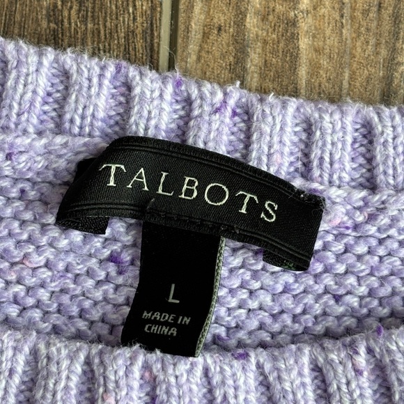 Talbots Confetti Crew Cable Sweater Lavender Women's Size Large - Picture 2 of 5